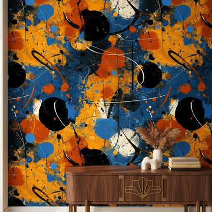 Vibrant Abstract Blue and Orange Pattern Wallpaper