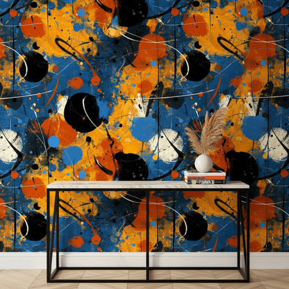 Vibrant Abstract Blue and Orange Pattern Wallpaper