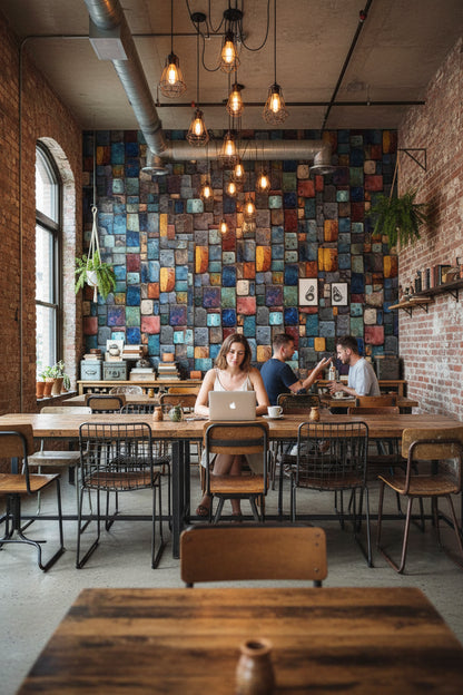 Colorful Textured Brick Pattern Wallpaper