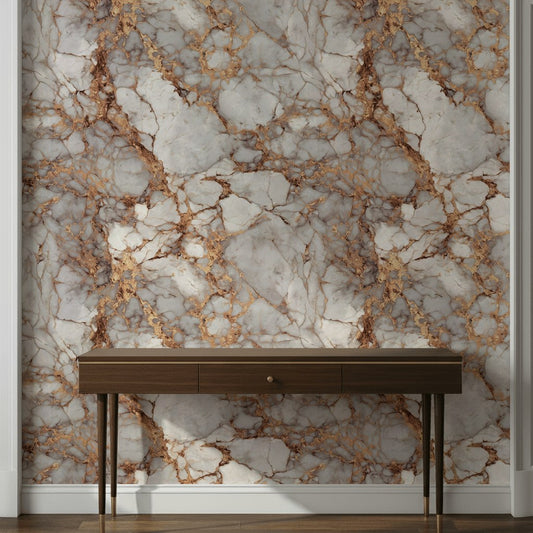 Elegant Gray and Copper Marble Texture Wallpaper