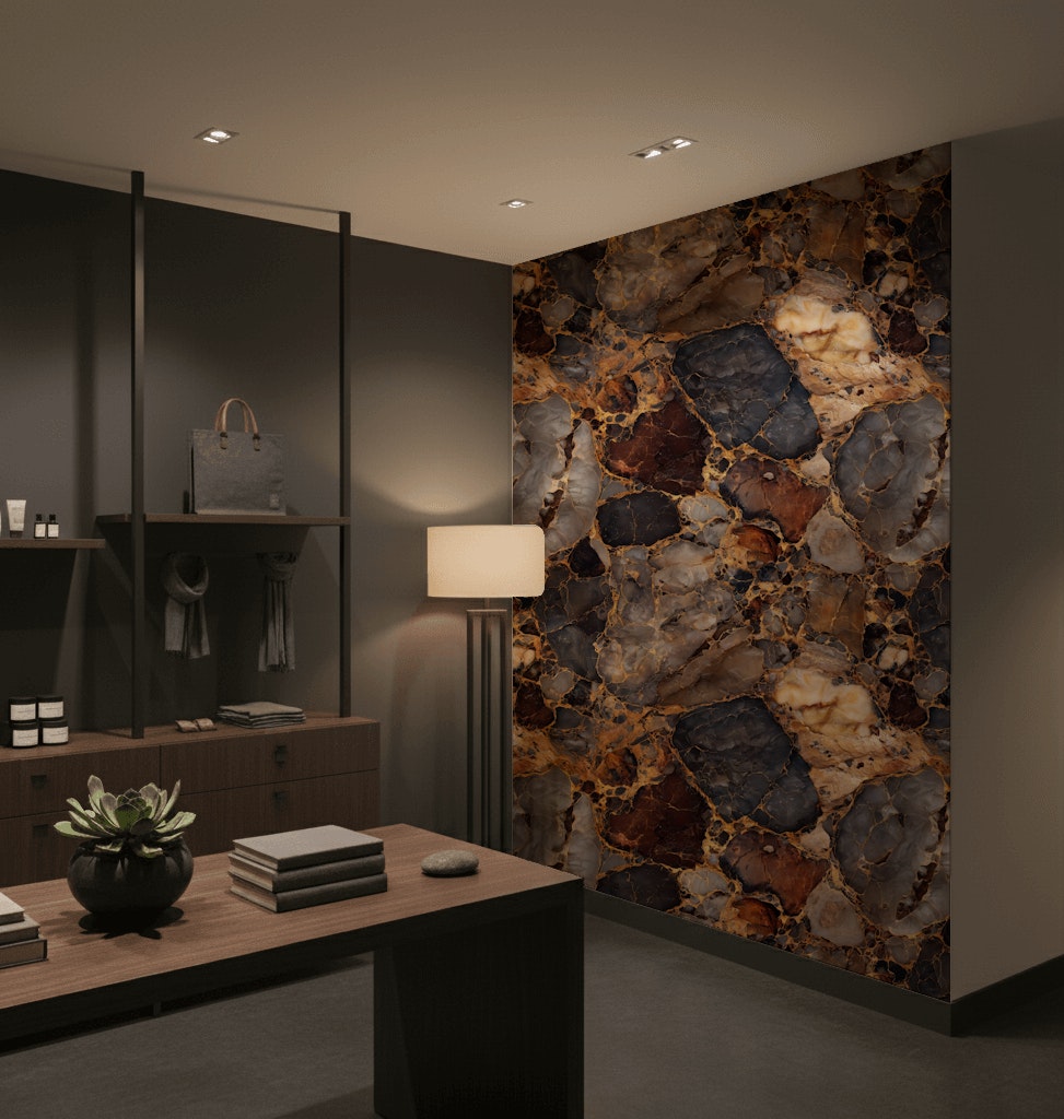 Rich Earthy Tones Marble Effect Wallpaper