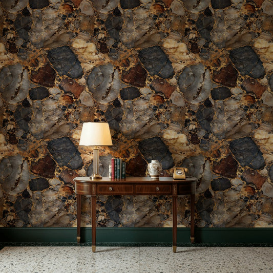 Rich Earthy Tones Marble Effect Wallpaper