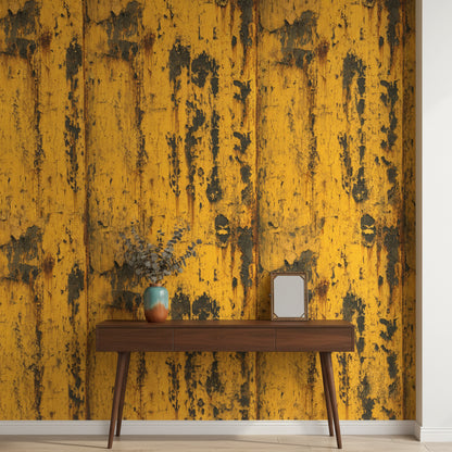 Industrial Yellow Distressed Texture Wallpaper