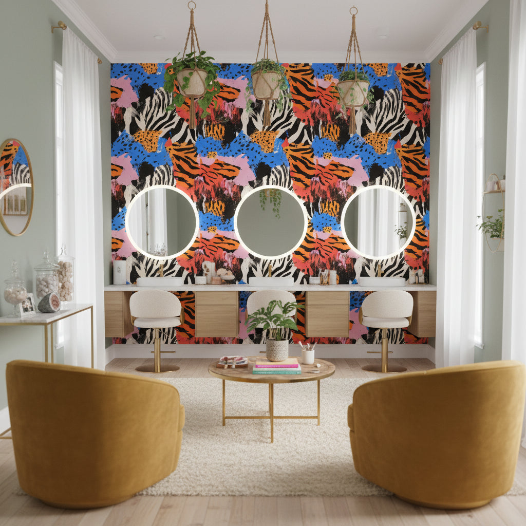 Bold Multicolor Abstract Animal Print Wallpaper