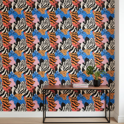 Bold Multicolor Abstract Animal Print Wallpaper