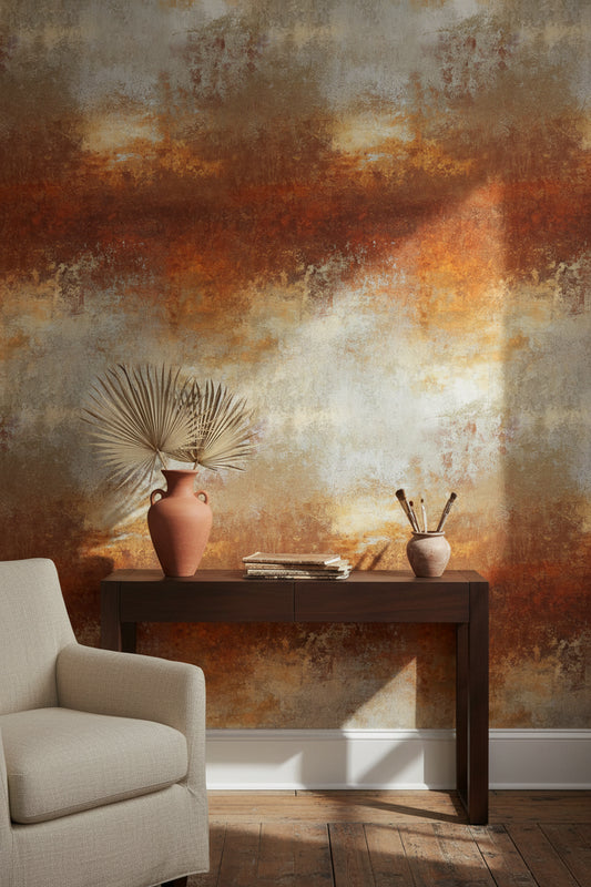 Rustic Orange and Gray Abstract Wallpaper