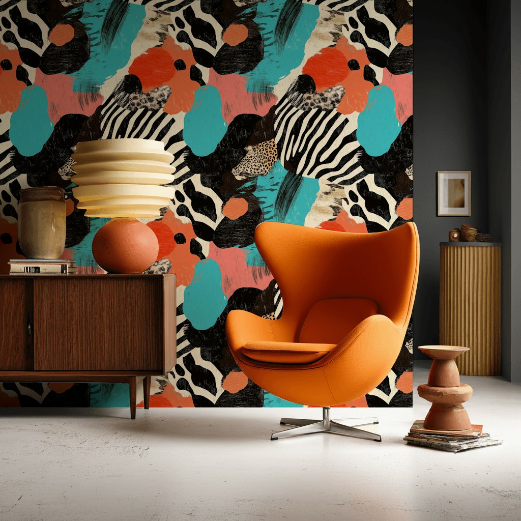Vibrant Turquoise Abstract Zebra Wallpaper