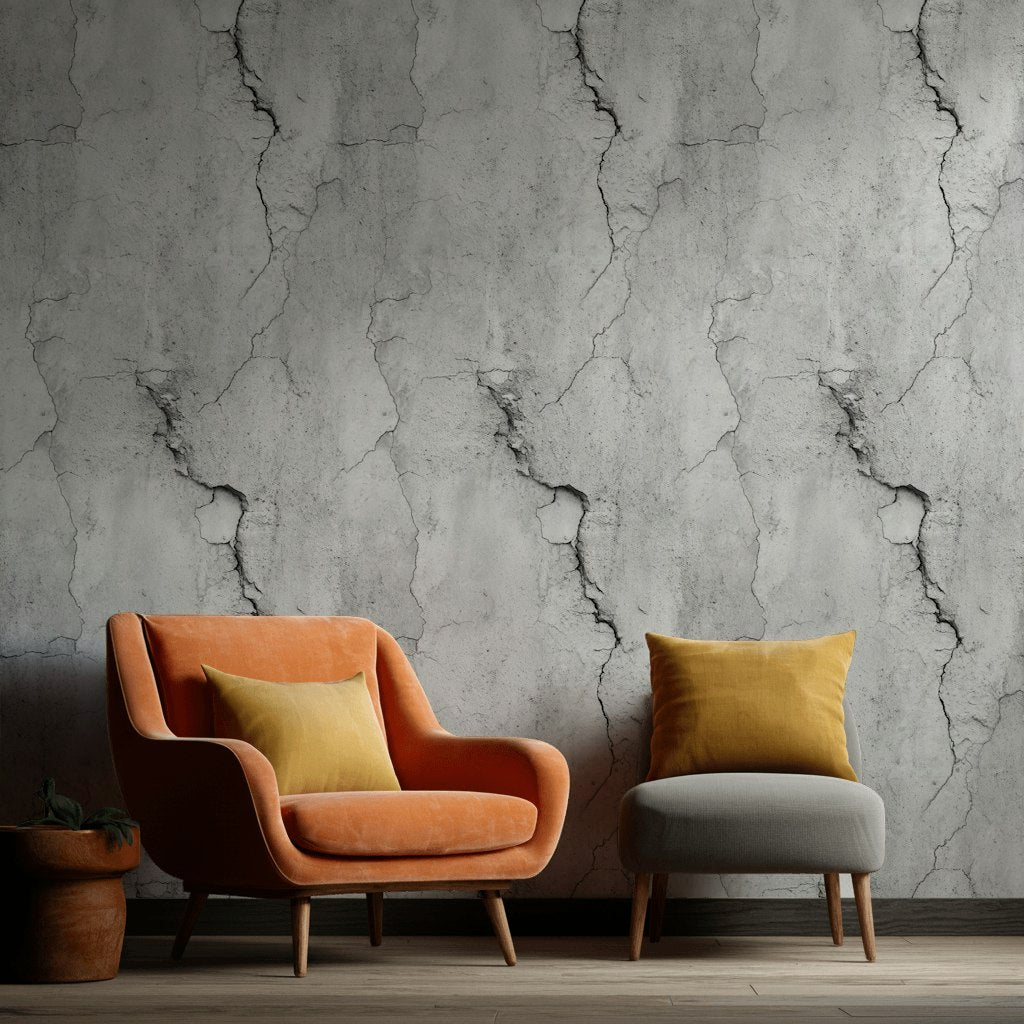 Light Gray Cracked Concrete Effect Wallpaper