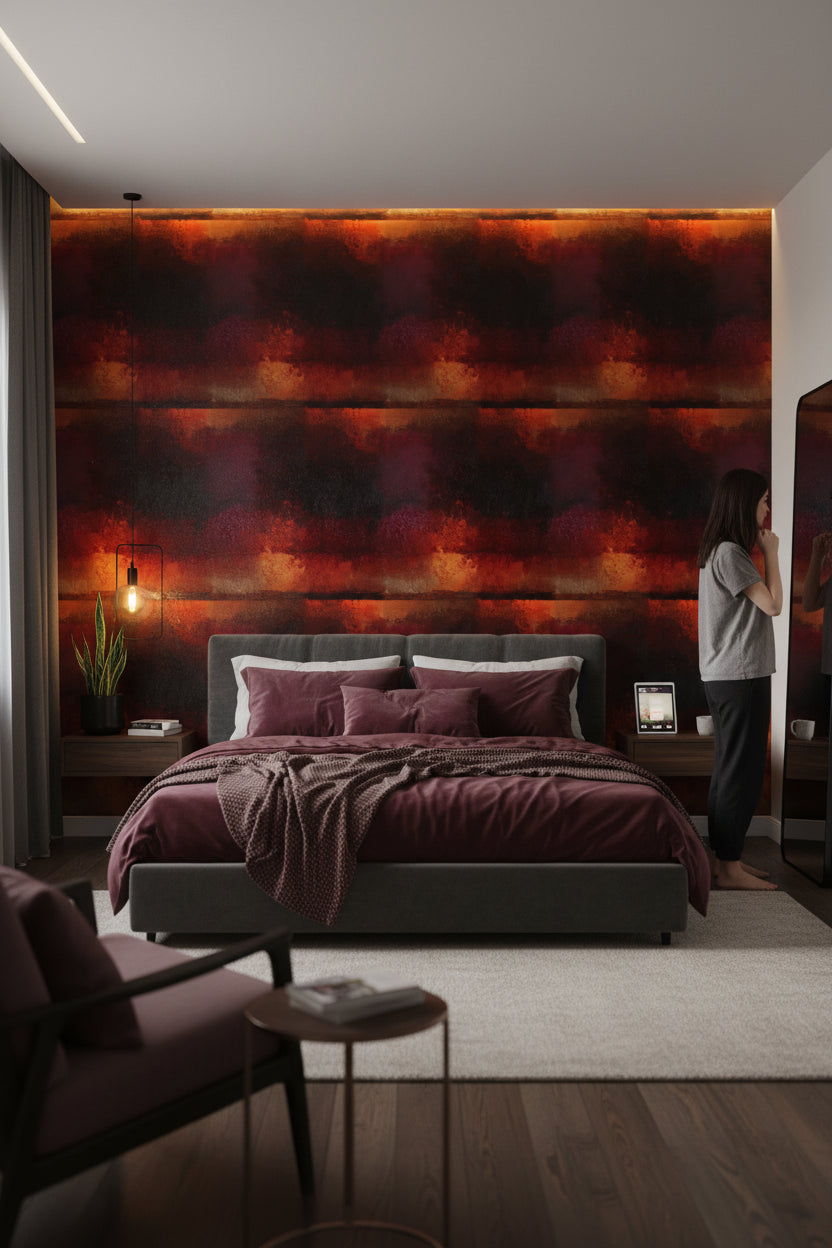 Fiery Crimson Abstract Texture Wallpaper