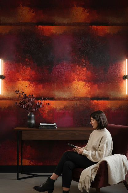 Fiery Crimson Abstract Texture Wallpaper