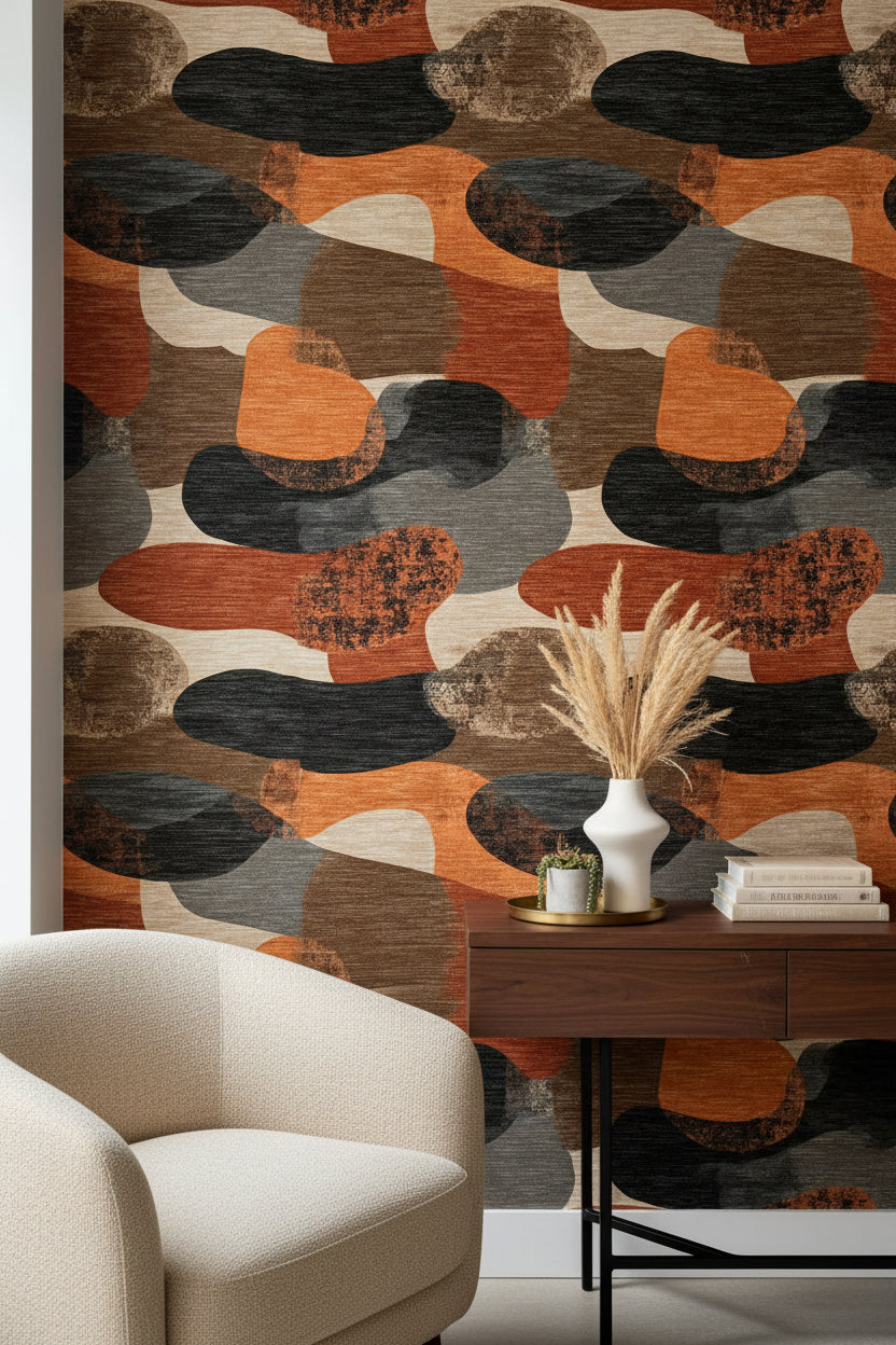 Earthy Tones Abstract Pattern Wallpaper