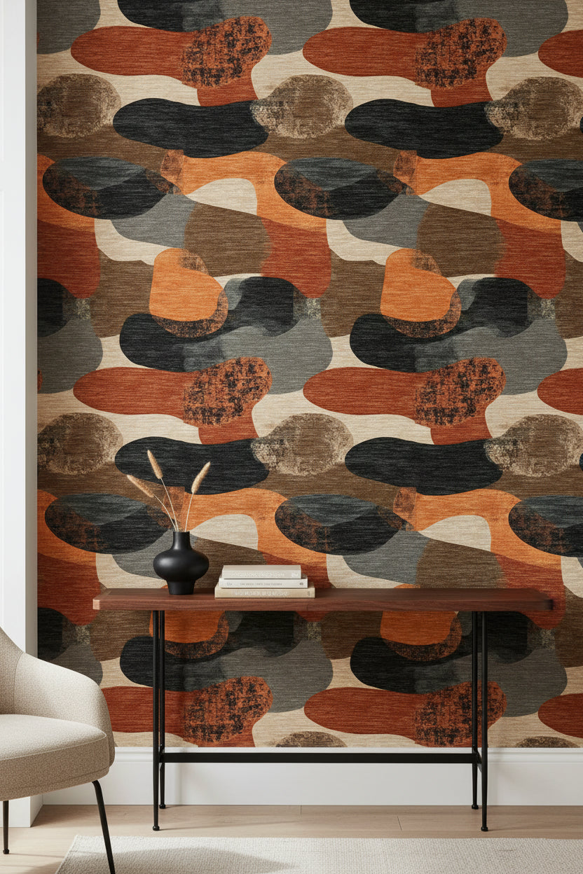 Earthy Tones Abstract Pattern Wallpaper