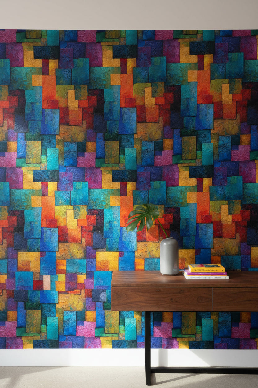 Vibrant Multicolor Abstract Geometric Wallpaper