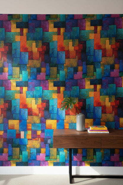 Vibrant Multicolor Abstract Geometric Wallpaper