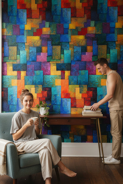 Vibrant Multicolor Abstract Geometric Wallpaper