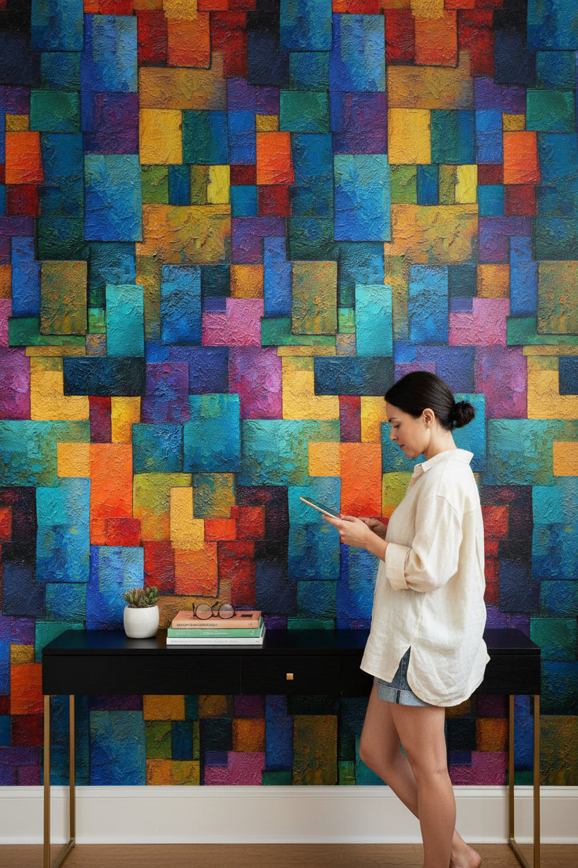 Vibrant Multicolor Abstract Geometric Wallpaper