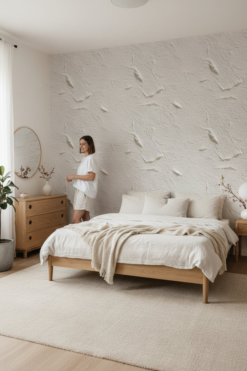 Textured Beige Abstract Brushstroke Wallpaper