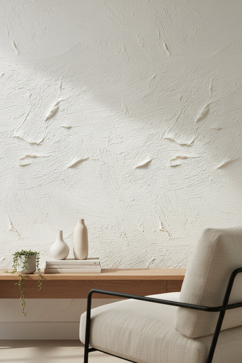 Textured Beige Abstract Brushstroke Wallpaper