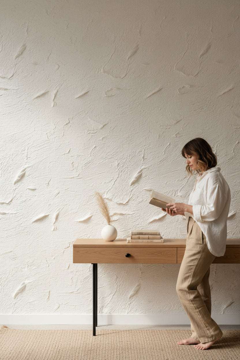 Textured Beige Abstract Brushstroke Wallpaper