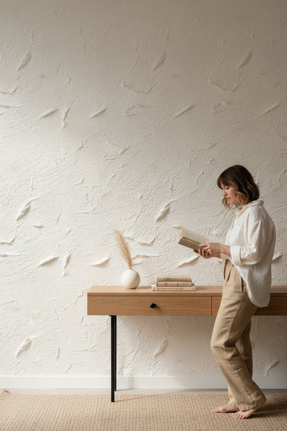 Textured Beige Abstract Brushstroke Wallpaper