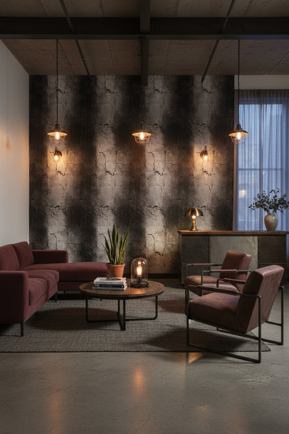 Charcoal Black Cracked Concrete Effect Wallpaper