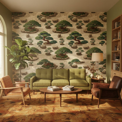 Cream Japanese Zen Garden Wallpaper