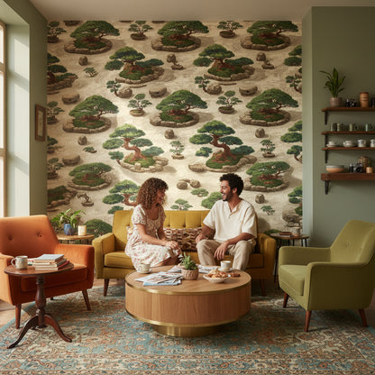 Cream Japanese Zen Garden Wallpaper