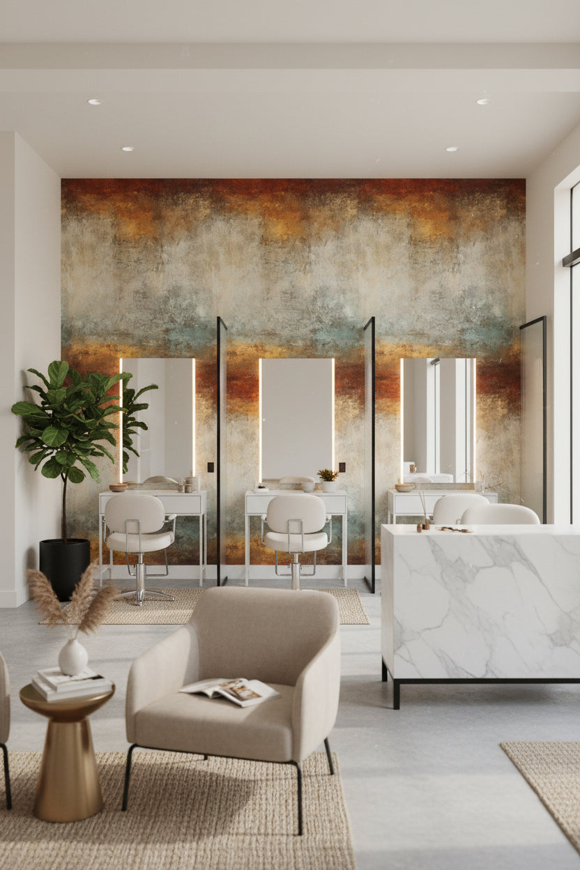 Rustic Orange and Coal Abstract Gradient Wallpaper