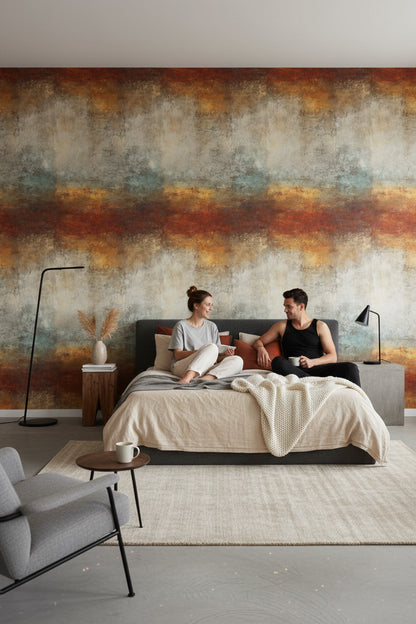 Rustic Orange and Coal Abstract Gradient Wallpaper