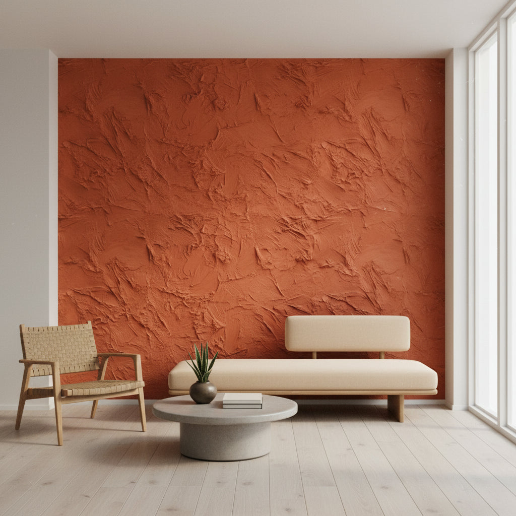 Terracotta Textured Rustic Wallpaper