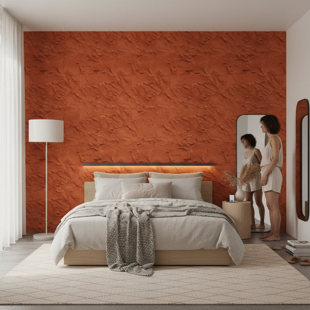 Terracotta Textured Rustic Wallpaper