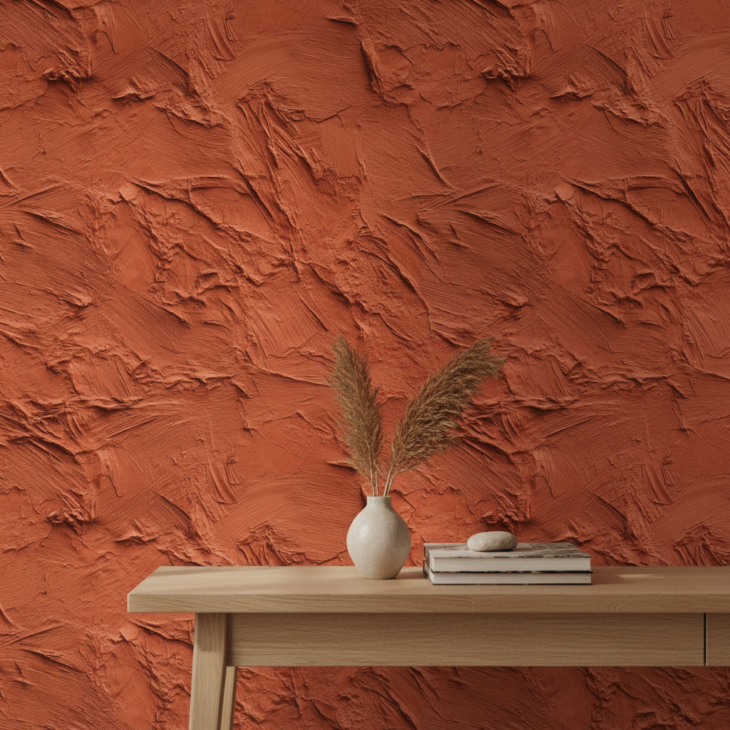 Terracotta Textured Rustic Wallpaper