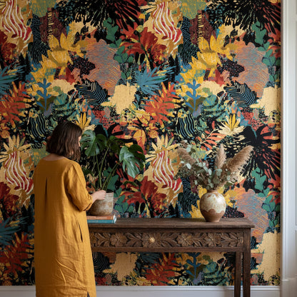 Bold Multicolor Abstract Botanical Wallpaper