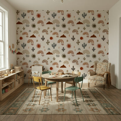Cream Desert Motif Abstract Wallpaper