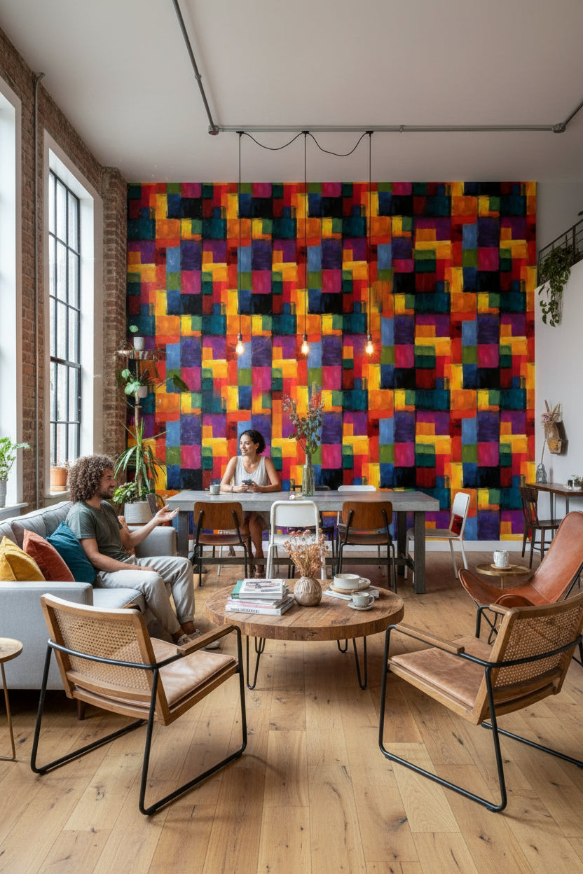 Bold Multicolor Abstract Blocks Wallpaper