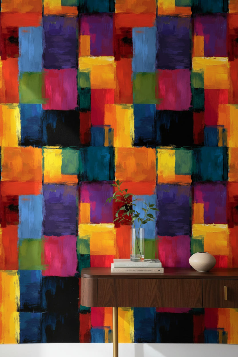 Bold Multicolor Abstract Blocks Wallpaper