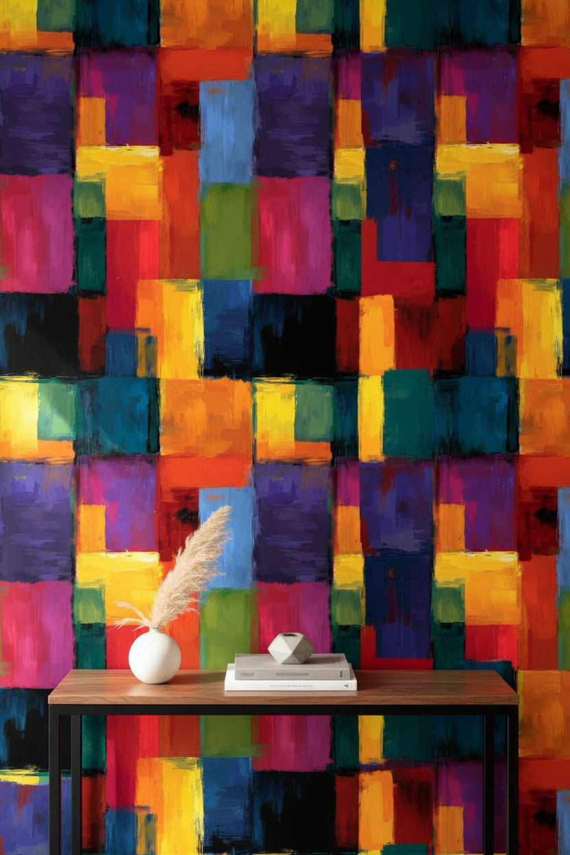 Bold Multicolor Abstract Blocks Wallpaper