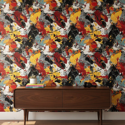Vibrant Multicolor Abstract Brushstroke Wallpaper