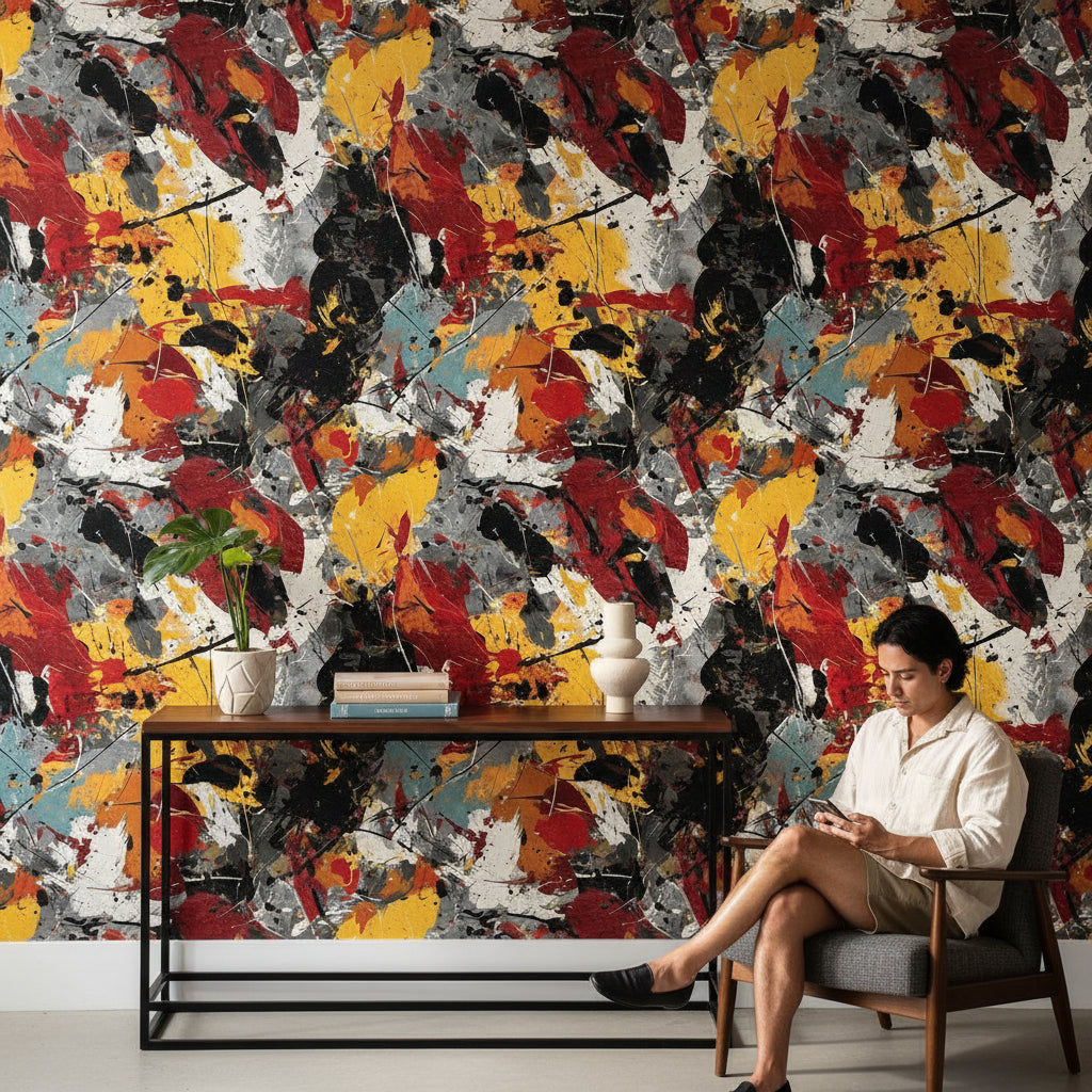 Vibrant Multicolor Abstract Brushstroke Wallpaper