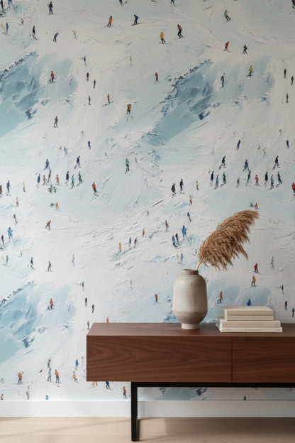 Icy Blue Ski Landscape Abstract Wallpaper