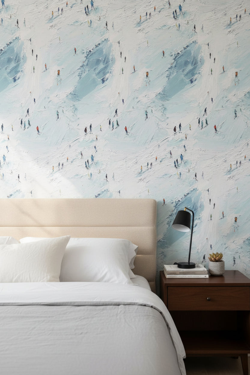 Icy Blue Ski Landscape Abstract Wallpaper