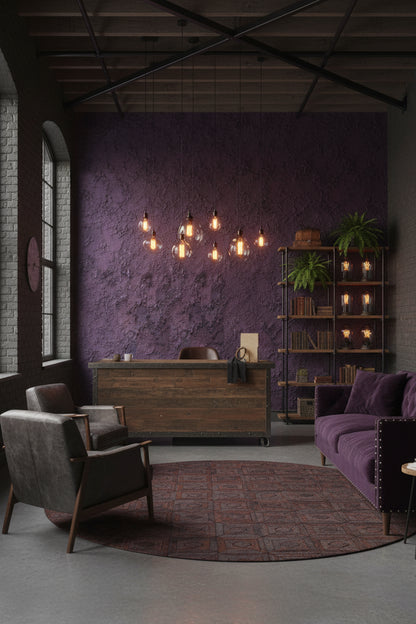 Deep Plum Textured Concrete Wallpaper