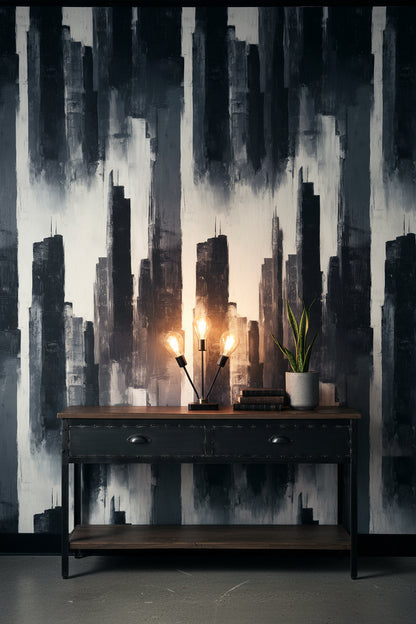 Monochrome Vertical Brushstroke Abstract Wallpaper