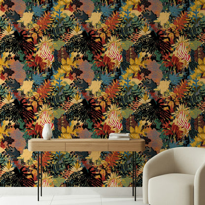 Bold Multicolor Abstract Botanical Wallpaper