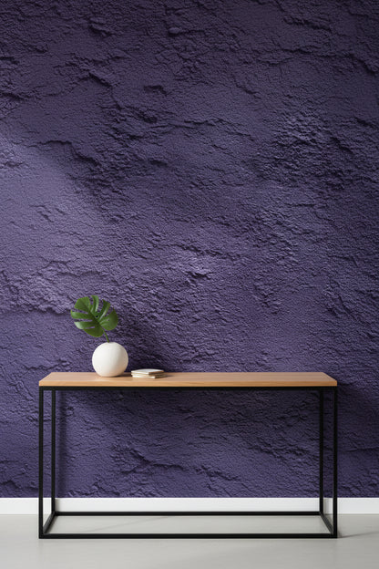 Deep Eggplant Textured Concrete Effect Wallpaper