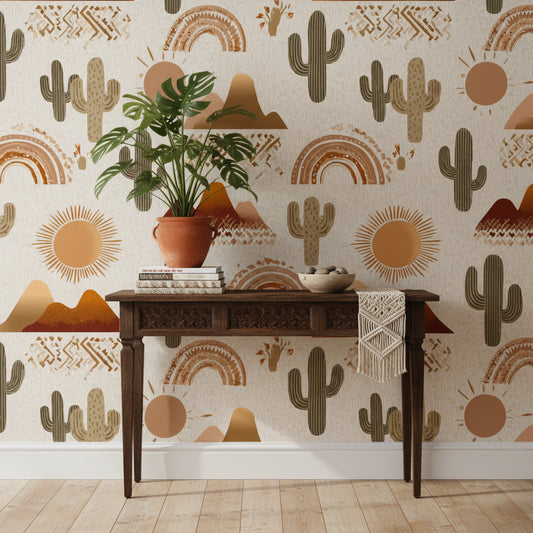 Warm Beige Desert Landscape Abstract Wallpaper