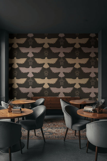 Celestial Wallpaper Geometric Bohemian Decorative Mural