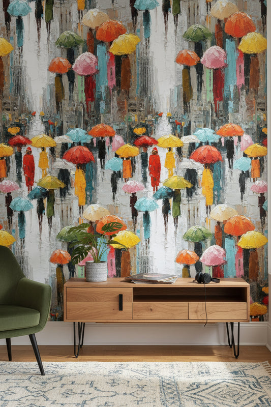 Multicolor Textured Umbrella Abstract Wallpaper