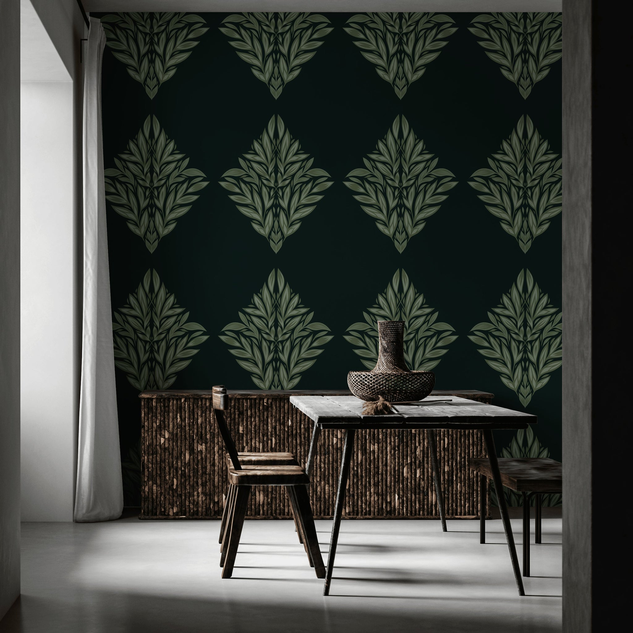 Shades Of Green Wallpaper Nature Leaf Decorative Mural