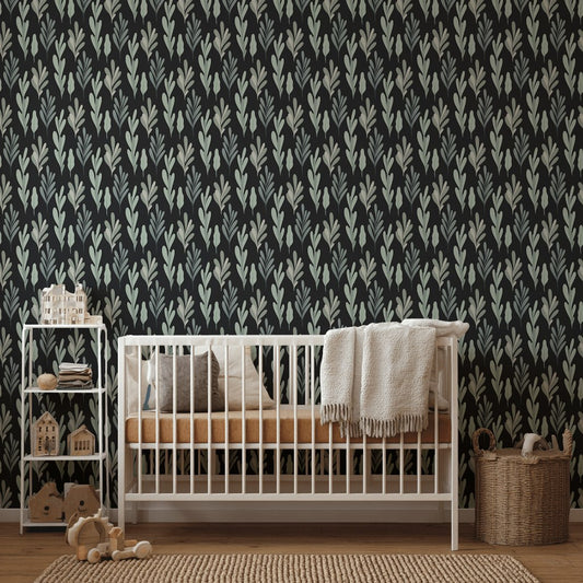 Shades Of Green Wallpaper Leaf Modern Mural